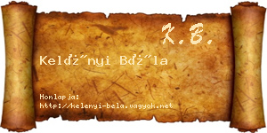 Kelényi Béla névjegykártya